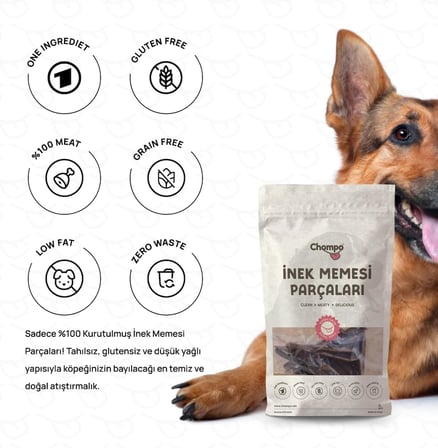 İnek Memesi Parçaları 100% Doğal Katkısız Köpek Ödül Maması 100 Gr