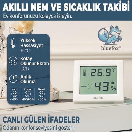 Dijital Oda Termometresi ve Nem Ölçer – LCD Ekranlı, Kompakt Higrometre, İç Mekan Sıcaklık ve Nem Takibi, Mıknatıslı &amp; Ayaklı &amp; Duvar Tipi Kullanım – Mutfak, Bebek Odası, Ofis, Sera için Uygun