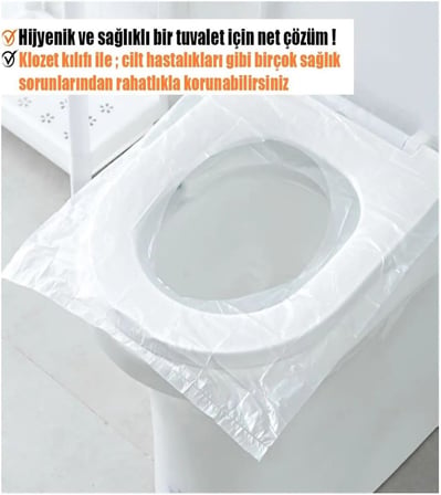 Şeffaf Klozet Kapak Kılıfı Naylon Klozet Kapak Örtüsü (50 ADET) TYCK5BL0CN172614563068320
