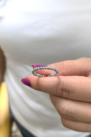 Altın Tek Sıra Beyaz Altın Dorika Yüzük