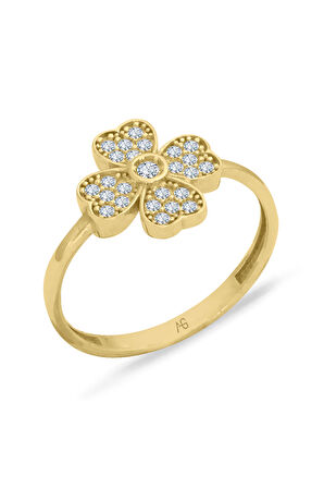 Altın Taşlı Yonca Yüzük