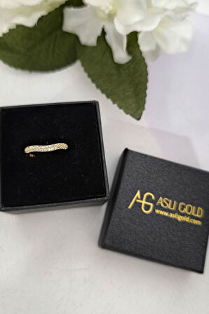 Altın Taşlı Kombin Dalga Yüzük