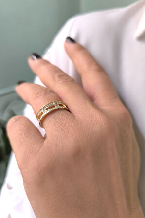 Altın Taşlı Zincir Model Yüzük