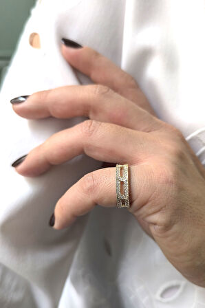 Altın Taşlı Zincir Model Yüzük