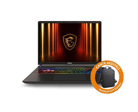 MSI VECTOR 16 HX AI A2XWHGC77-091XTRC77 İntel Core Ultra 7 255HX 16GB 512GB SSD RTX5070Ti Freedos 16" WUXGA 144Hz IPS Taşınabilir Bilgisayar+Çanta