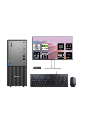 ThinkCentre Neo 50T G5 i7 14700 64GB 2TB SSD GT1030/4GB FDOS Masaüstü Bilgisayar + 23.8"