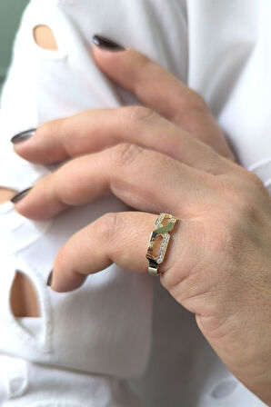 Altın Taşlı Zincir Yüzük