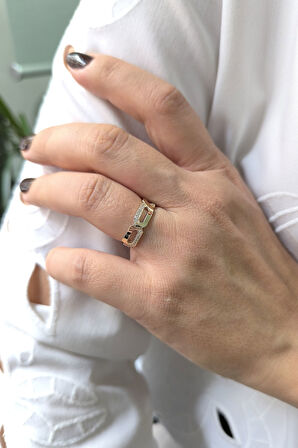 Altın Taşlı Zincir Yüzük