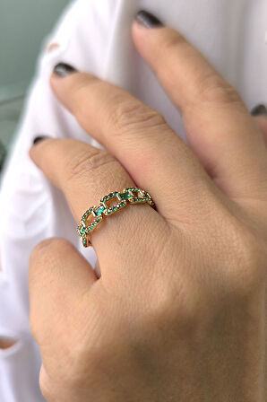 Altın Yeşil Taşlı Yüzük