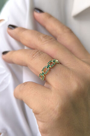 Altın Yeşil Taşlı Yüzük