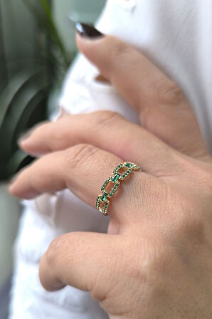 Altın Yeşil Taşlı Yüzük