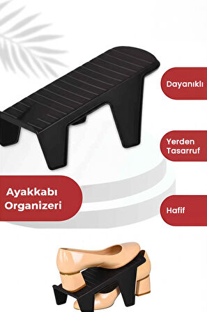 20 Adet Tekli Ayakkabı Rampası, Dolap İçi Düzenleyici, 2 Kat Yer Açan Ayakkabılık Organizer