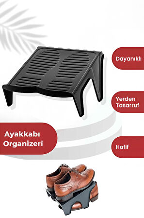 10 Adet Çiftli Ayakkabı Rampası, Dolap İçi Düzenleyici, Çift Başına 2 Kat Yer Tasarrufu
