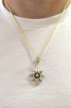 Siyah Kuzey Yıldızı Altın Kolye