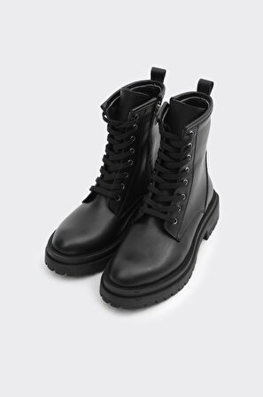 Hakiki Deri Fermuarlı Kadın Uzun Bot