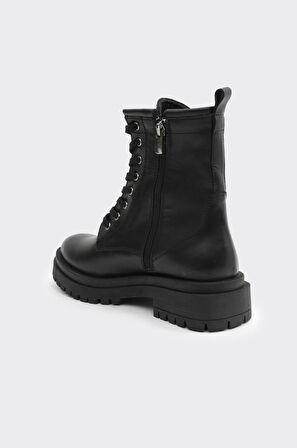 Hakiki Deri Fermuarlı Kadın Uzun Bot