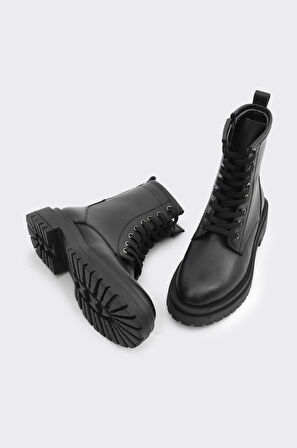 Hakiki Deri Fermuarlı Kadın Uzun Bot