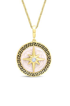 Sedef Mineli Kuzey Yıldızı Altın Kolye