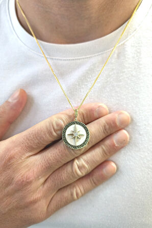 Sedef Mineli Kuzey Yıldızı Altın Kolye