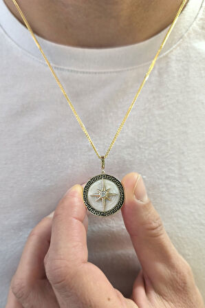 Sedef Mineli Kuzey Yıldızı Altın Kolye