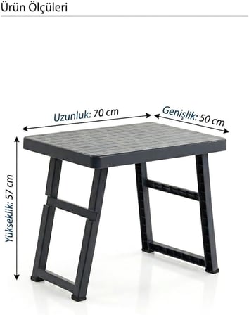Coverest Katlanabilir Portatif Masa, PP Plastik, 50x70 cm, Piknik Masası, Kamp Masası, Minimal ve Hafif Tasarım, Balkon ve Bahçe için (ANTRASİT, 50 X 70 CM)