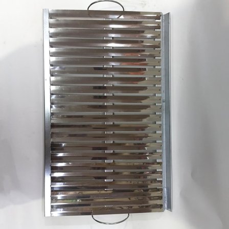 Türk Köfteci Tip Mangal Izgarası Oluklu Üst Paneli Paslanmaz Çelik Saç Mangal Izgarası 56x35cm Üst Panel