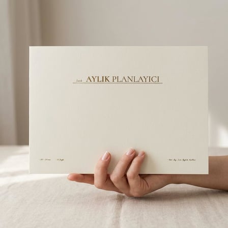 Fark Tanıtım/Paperto. Tarihsiz Aylık Planlayıcı, 29,7 × 21 cm, 32 Sayfa, 110 gr Ivory Kağıt, Krem Kapak, Aylık Plan Defteri (Türkçe)