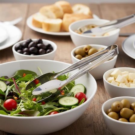 Paslanmaz Çelik Salata ve Servis Maşası 21 cm – Çok Amaçlı Yemek, Makarna ve Salata Servis Pensesi