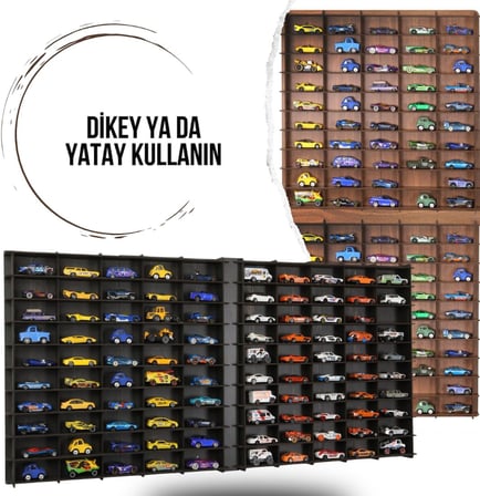 1/64 Ölçek Oyuncak Hobi Koleksiyon 100 Araçlık Set Model Oyuncak Araba Rafı-Akçaağaç