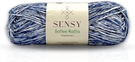 Premium Softee Raffia Yumuşak Çok Renkli Rafya Kağıt Ebruli El Örgü İpi Hobi İp (Lacivert Batik)