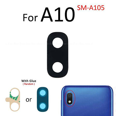Tkgz Samsung Galaxy A10 Arka Kamera Camı Lens Yapışkanlı