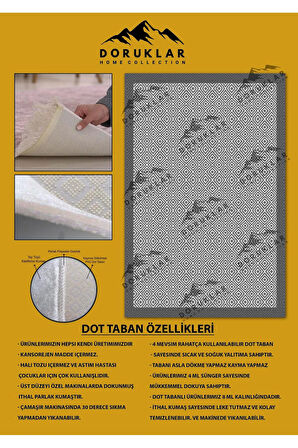 Kaymaz Taban Yıkanabilir Gri Geometrik Desen Çerçeveli Vintage Halı