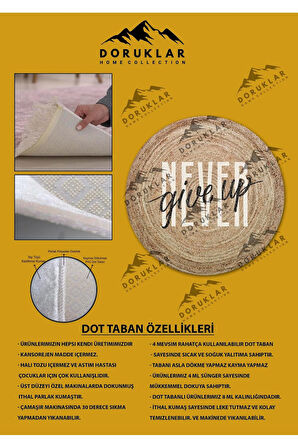Dijital Baskı Kaymaz Taban Yıkanabilir Hasır-Jüt Görünümlü Yuvarlak Halı