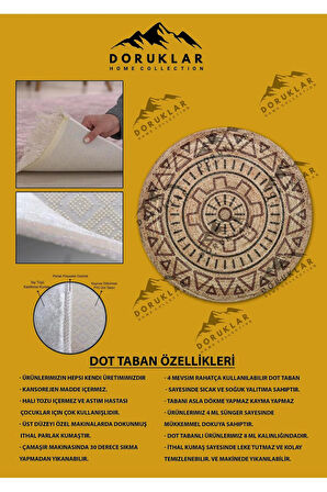 Dijital Baskı Kaymaz Taban Yıkanabilir Hasır-Jüt Görünümlü Yuvarlak Halı