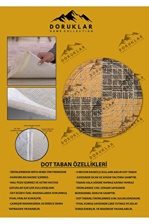 Dijital Baskı Kaymaz Taban Yıkanabilir Hasır-Jüt Görünümlü Yuvarlak Halı