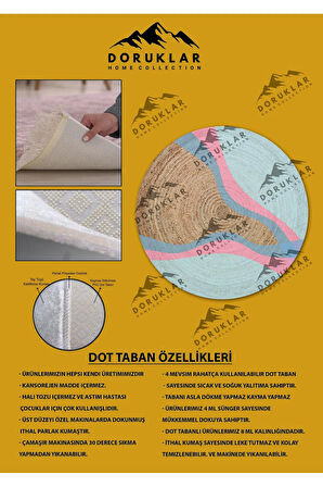 Dijital Baskı Kaymaz Taban Yıkanabilir Hasır-Jüt Görünümlü Yuvarlak Halı