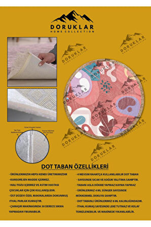 Dijital Baskı Kaymaz Taban Yıkanabilir Hasır-Jüt Görünümlü Yuvarlak Halı