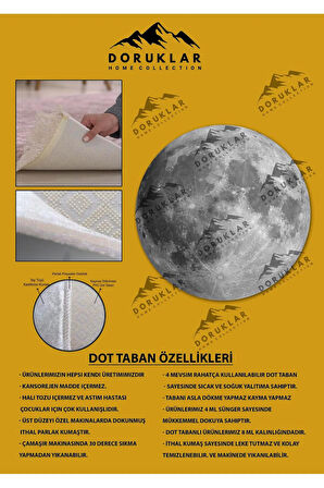 Dijital Baskı Kaymaz Taban YıkanabilirAy Görünümlü Yuvarlak Halı