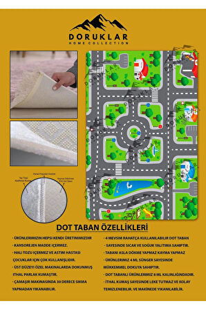 Kaymaz Taban Yıkanabilir Yol Desenli Çocuk Halısı