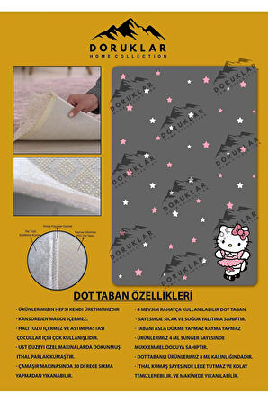 Kaymaz Taban Yıkanabilir Hello Kitty Desenli Çocuk Halısı