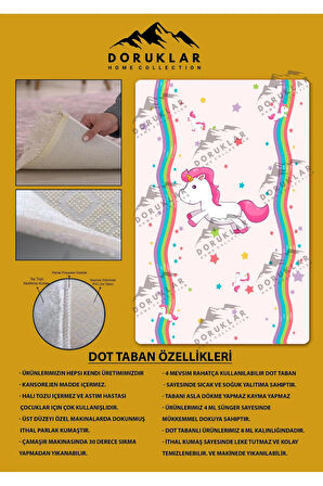 Kaymaz Taban Yıkanabilir Unicorn Desenli Çocuk Halısı