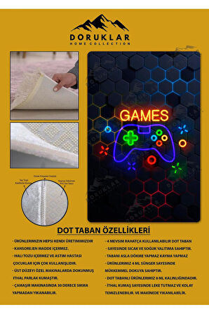 Kaymaz Taban Yıkanabilir Gamer Desenli Çocuk Halısı