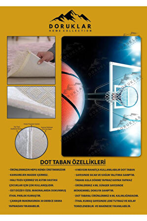 Kaymaz Taban Yıkanabilir Basketbol Desenli Çocuk Halısı
