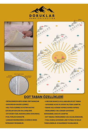 Kaymaz Taban Yıkanabilir Güneş Desenli Çocuk Halısı