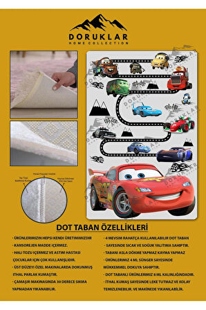 Kaymaz Taban Yıkanabilir Yol ve Araba Desenli Çocuk Halısı