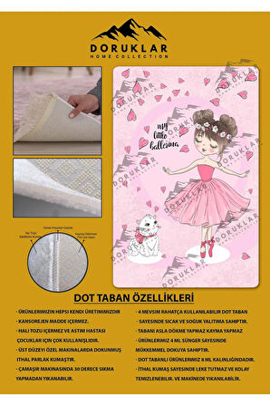 Kaymaz Taban Yıkanabilir Balerin Kız Desenli Çocuk Halısı