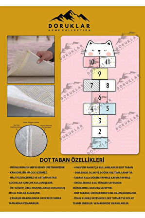 Kaymaz Taban Yıkanabilir Seksek Desenli Çocuk Halısı