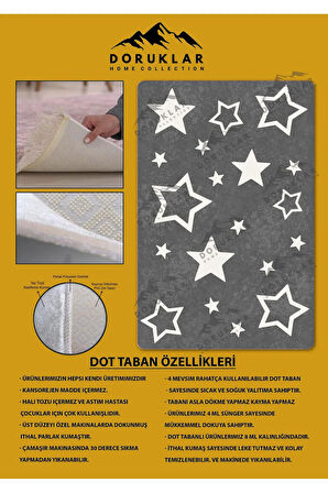 Kaymaz Taban Yıkanabilir Yıldız Desenli Çocuk Halısı