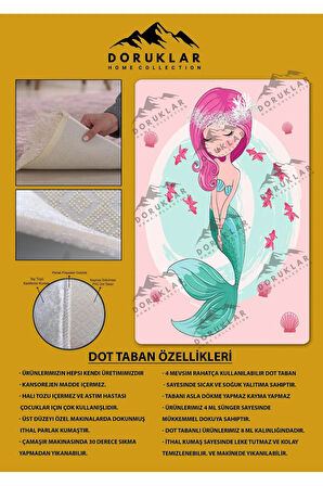 Kaymaz Taban Yıkanabilir Deniz Kızı Desenli Çocuk Halısı