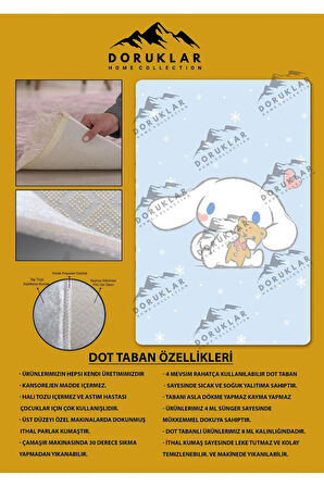 Kaymaz Taban Yıkanabilir Sevimli Tavşan Desenli Çocuk Halısı